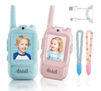 Video Walkie Talkies for Kids, Handheld 2 Pack Rechargeable Video Intercom Kids Walkies Talkies, Indoor Outdoor Toys for Family Games, Outside, Camping, Hiking for Boys Girls Ages 3-12 (Blue/Pink)