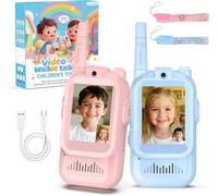 Video Walkie Talkies for Kids, Handheld 2 Pack Rechargeable Video Intercom Kids Walkies Talkies, Indoor Outdoor Toys for Family Games, Outside, Camping, Hiking for Boys Girls Ages 3-12 (Blue+Pink)