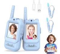 Video Walkie Talkies for Kids, Handheld Rechargeable Video Intercom Kids Walkies Talkies, Indoor Outdoor Toys for Family Games, Outside, Camping, Hiking for Boys Girls Ages 3-12 (2PCS Blue)