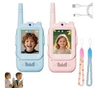 Video Walkie Talkies for Kids with Camera & Screen Display, Rechargeable Handheld Intercom 2 Pack, Supports Video and Voice Changer for Family Games and Outdoor Fun