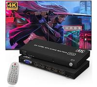 Video Wall Controller 2X2 4K HDMI Video Wall Processor TV Wall Controller, 4-Channel Splicing Display Controller with Remote Control for 4 TV Screens into 1 Wall Display