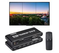 Video Wall Controller, 4K@30Hz 2X3 TV Wall Processor with 1 HDMI Input+ 6 HDMI Output + Audio Out, with RS232. Support 180° Rotate, 6 HDMI Output Support Images Stitching 2x3 2x2 1x6 6x1 etc