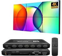 Video Wall Controller, HDMI & DVI 4k Input Makes 4 TV Screens Into 1 Wall Display, 180° Rotate, Extra Audio, IR Remote &RS232+Button Press Control, Video Wall Controller 2x2 4k 1x2.1x3.1x4.2x1.3x1x4x1