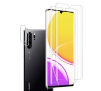 VideoSecu Pack of 2 + 2 Tempered Glass Screen Protector for Huawei P30 Pro Camera Screen Protector, HD 9H Hardness Bubble-Free Tempered Glass Screen Protector - 100% Touch Accuracy, Scratch-Resistant