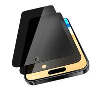 VideoSecu Tempered Glass Privacy Screen for iPhone 15/15 Pro Privacy Screen Protector, Pack of 2 Privacy Screen Protectors, Anti Spy Screen Protector, 9H HD Clear, Protective Glass, Anti-Scratch