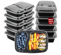 VIDETOL 100 Pcs Meal Prep Containers Reusable, 2 Compartment Food Prep Containers with Airtight Lids, 32oz Plastic Meal Preps Container, Microwaveable, Stackable and Freezer Safe