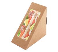 VIDETOL 100 Pcs Recyclable Kraft Paper Sandwich Wedge with Clear Window, Deep Fill Triangles, Disposable Sandwich Box, Ideal for Food Packaging, Lunch Box, Bakery