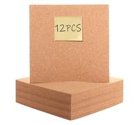 VIDETOL 12 Pcs Square Cork Board, 20x20cm Large Size Self-Adhesive Cork Boards for Walls, 5mm Thick Pin Board Tiles for Pictures, Photos and Drawing