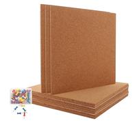 VIDETOL 12 Pcs Square Cork Tiles, 30x30cm Large Size Self-Adhesive Pin Boards for Walls, 6mm Thick for Pictures, Photos and Drawing