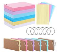 VIDETOL 1200 Pcs A6 Ruled Index Cards Set of 12, Revision Flash Cards with Metal Binder Ring, Colorful Flash Card Double Sided Record Cards for Learning, Office, School