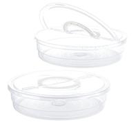 VIDETOL 2 Pcs Plastic Clear Cake Pizza Storage Box, 30x8.5cm Cupcake Dessert Storage Case Boxes, Round Food Storage Container with Lid and Handle for Cupcakes, Cookies, Tortilla Wrap and Cheesecakes