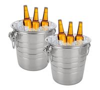 VIDETOL 2 PCS Stainless Steel Champagne Bucket, 19.3 x 19 cm Ice Bucket with Double Handles, Wine Buckets for Beer, Wine, Sparkling Wines