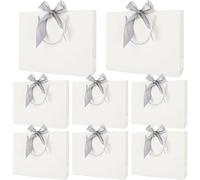 VIDETOL 20 Pcs White Gift Bags, Gift Bag with Handle and Bow Ribbon, Paper Present Bags for Birthday, Weddings, Party Celebration and Baby Showers, 12.6x9.8x3.9 inches