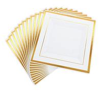 VIDETOL 25 Pcs Plastic Serving Tray, 9 Inch Rectangle Serving Platters, White & Gold Reusable Food Serving Tray for Parties, Birthdays, Weddings and Graduation Parties