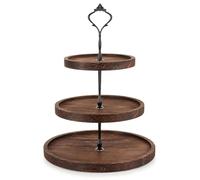 VIDETOL 3 Tier Wooden Cake Stand, Afternoon Tea Stand, Cake Stands for Afternoon Tea, Natural Wood Dessert Display for Birthday Wedding Christmas Valentines