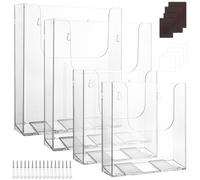 VIDETOL 4 Pack A4 A5 Wall Mounted Document Holder, A4 A5 Portrait Wall Mountable Menu Leaflet Holder, A4 and A5 Clear Literature Holder(A4-22.5x25.1x4.2cm,A5-16.4x16.7x4.2cm)