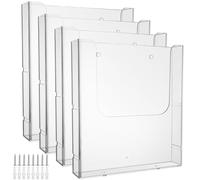 VIDETOL 4 Pack A4 Wall Mounted Document Holder, A4 Portrait Wall Mountable Menu Leaflet Holder, Clear Literature Holders, 4.1x22.5x25.1cm