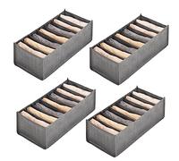VIDETOL 4 Pack Wardrobe Storage Organiser, 7 Grids Foldable Clothes Drawer Organisers, Fabric Wardrobe Clothes Organiser for Jeans Socks Underwear T-shirt Legging, 35x24x17cm