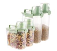 VIDETOL 4 Pcs Cereal Storage Containers, 1.7L-3L Airtight Food Storage Container with Spout, Rice Dispenser with Measuring Cup for Cereals Rice Pet Food Dry Food