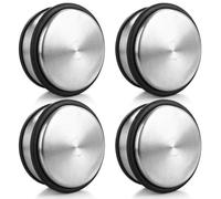 VIDETOL 4 Pcs Stainless Steel Door Stopper, 1kg Heavy Duty Chrome Door Stop with Rubber Buffer Ring, Metal Round Doors Stoppers for Floor