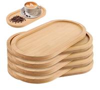 VIDETOL 8 Pack Bamboo Trays, 20x10cm Oval Wooden Tray, Solid Wood Serving Trays for Snack, Fruit und Cakes