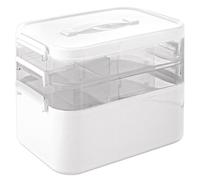 VIDETOL Large Medicine Storage Box, 2-Layer Portable Medicine Boxes With Mini 3 Compartment, White Medical Organiser Box for Home Office Car School, 28.1x19.5x23cM