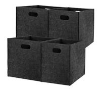VIDETOL Pack of 4 Felt Storage Boxes, 30 x 30 x 30 cm, Foldable Storage Basket, Fabric Boxes in Cube Shape, Felt Basket Storage for Bedroom, Office