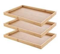 VIDETOL Wooden Tray Set of 3, 13"x9"x1" Rectangular Bamboo Tray, Breakfast Food Trays Nesting Trays for Eating, Wood Serving Trayes for Dinner Tea Dessert