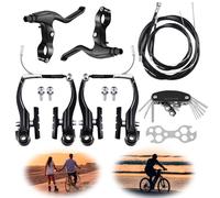 VidFair 1 Pairs Bike Brakes,Universal Complete V Bike Brakes Set,Mountain Bike Replacement for Most Bicycle,Road Bike Brakes Cables with Front Back Wheels Bike Brake Levers and All Fixings