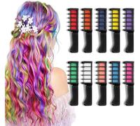 VidFair Hair Chalk Comb for Girls Kids 10 pcs Temporary Bright Washable Hair Color Chalk Dye Makeup Comb Set for Kids Girls Birthday Presents for Birthday Party Christmas Halloween Cosplay