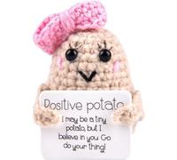 VidFair Mini Funny Positive Gift Potato 3 Inch Handmade Crochet Cute Wool Knitted Emotional Support Potato Doll Cheer up Good Luck Gifts for Family Friend New Year Birthday Party Office Decor