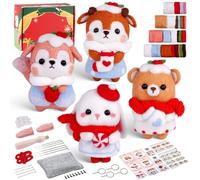 VidFair Needle Felting Kit,Craft Kits for Adults UK, Wool Needle Felting Starter Kit with Instruction,Wool and Tools, Christmas Crafts for Adults (4 Dolls)
