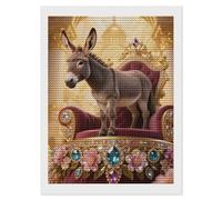 VIDI 5D Diamond Painting Kits for Adults, Donkey on Gem Throne DIY Full Round Drill Diamond Art with Complete Tools, Beginner Friendly Craft for Stress Relief, Home Wall Decor and Gift Idea 12"x16"