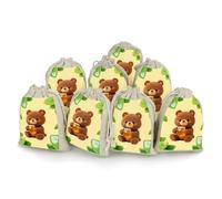 VIDI 8 PCS Bear & Honey Drawstring Gift Bags Cotton Linen Party Favors Bags Reusable Burlap Bags for Decorated Event Holiday Party Favors, Wedding Favors