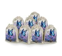 VIDI 8 PCS Blue Morpho Myosotis Drawstring Gift Bags Cotton Linen Party Favors Bags Reusable Burlap Bags for Decorated Event Holiday Party Favors, Wedding Favors