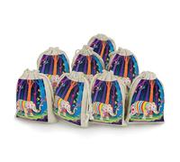 VIDI 8 PCS Colorful Forest Elephant Drawstring Gift Bags Cotton Linen Party Favors Bags Reusable Burlap Bags for Decorated Event Holiday Party Favors, Wedding Favors