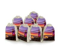 VIDI 8 PCS Stained Glass Lighthouse Drawstring Gift Bags Cotton Linen Party Favors Bags Reusable Burlap Bags for Decorated Event Holiday Party Favors, Wedding Favors