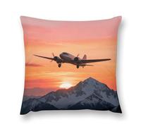 VIDI Airplane at Sunset Pillow Covers Decorative Throw Pillow Covers Farmhouse Double-Sided Pillowcases Soft Cushion Cases Christmas Home Decor for Couch Bed Sofa Living Room 18 "x18