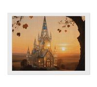 VIDI Amber Castle Scenery Diamond Painting Kits for Adults 12"x16" 5D DIY Full Round Drill Diamond Art with Complete Tools Beginner Friendly Craft for Stress Relief, Home Wall Decor and Gift Idea