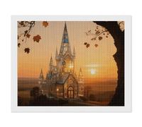 VIDI Amber Castle Scenery Diamond Painting Kits for Adults 16"x20" 5D DIY Full Round Drill Diamond Art with Complete Tools Beginner Friendly Craft for Stress Relief, Home Wall Decor and Gift Idea