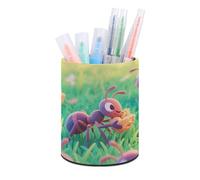 VIDI Ants Foraging Pen Holder for Desk Large Capacity Pencil Cup Organizer Leather Makeup Brush Holders Round Desk Pen Holder for Office, Classroom, Home Workspace Organization