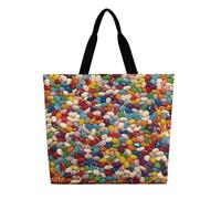 VIDI Assorted Jelly Beans Tote Bags Reusable Grocery Bags Large Shopping Bag DIY Shoulder Bag for Women Work
