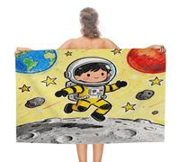 VIDI Astronaut Moon Adventure Beach Towel 31"x51" Lightweight Microfiber Bath Towels Wash Coths Quick Dry Absorbent Gym Towel Ultra Soft Hand Towels for Yoga, Hotel, Spa, Travel