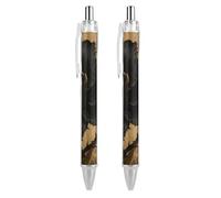 VIDI Ballpoint Pens Black Lily Gothic Fine Point 0.5mm Black Pen with Super Soft Grip Ball Point Pen Smooth Writing Retractable Pens for Men Women 2 PCS