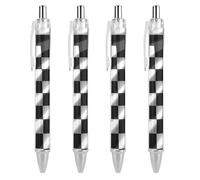 VIDI Ballpoint Pens Black White Race Checkered Flag Fine Point 0.5mm Black Pen with Super Soft Grip Ball Point Pen Smooth Writing Retractable Pens for Men Women 4 PCS