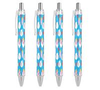 VIDI Ballpoint Pens Blue Pig Cloud Fine Point 0.5mm Black Pen with Super Soft Grip Ball Point Pen Smooth Writing Retractable Pens for Men Women 4 PCS