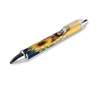 VIDI Ballpoint Pens Cartoon Sloth Sitting on Sunflower Fine Point 0.5mm Black Pen with Super Soft Grip Ball Point Pen Smooth Writing Retractable Pens for Men Women 1 PCS
