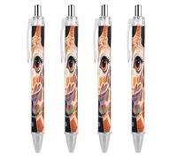 VIDI Ballpoint Pens Colorful Artistic Giraffe Fine Point 0.5mm Black Pen with Super Soft Grip Ball Point Pen Smooth Writing Retractable Pens for Men Women 4 PCS