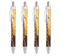 VIDI Ballpoint Pens Giraffe And Sunflower Fine Point 0.5mm Black Pen with Super Soft Grip Ball Point Pen Smooth Writing Retractable Pens for Men Women 4 PCS