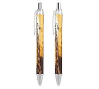 VIDI Ballpoint Pens Giraffe And Sunflower Fine Point 0.5mm Black Pen with Super Soft Grip Ball Point Pen Smooth Writing Retractable Pens for Men Women 2 PCS